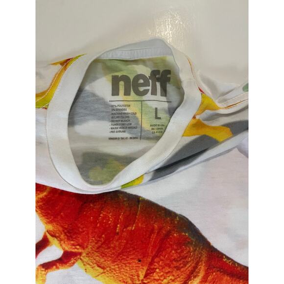 Neff Youth dinosaur Dinorawr Short Sleeve T-Shirt Crew Neck Tee White large - Picture 3 of 4